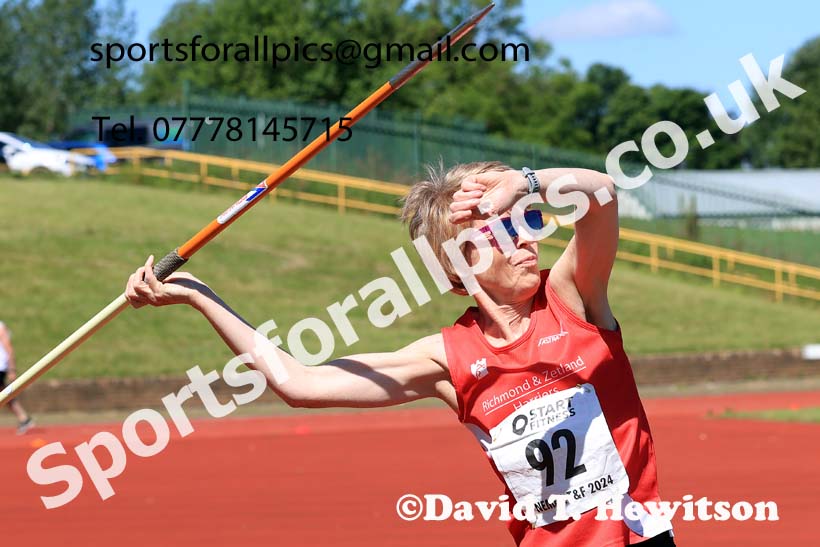 Womens javelin, 2024 NE Masters Track and Field Champs., Monkton Stadium, Jarrow.  Photo: David T. Hewitson/Sports for All Pics